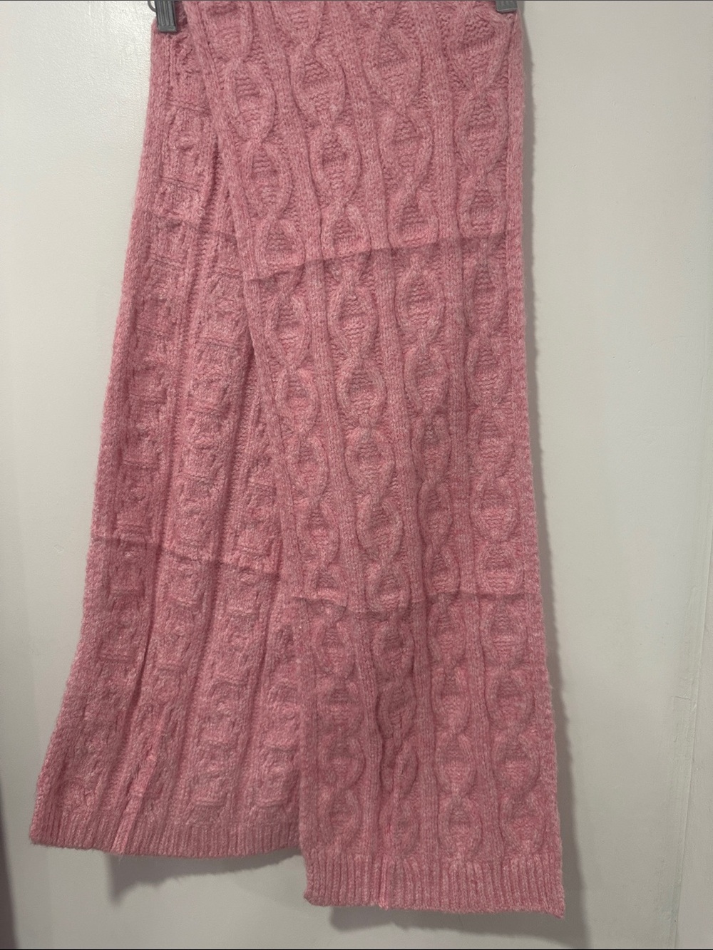 Soft Pink Cable Knit Scarf